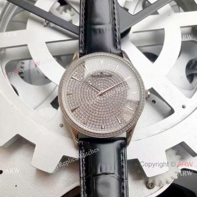 Copy Jaeger-LeCoultre Master Ultra Thin Iced Out Full Diamonds Face 41mm Watch